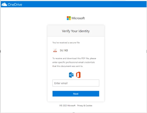 A screenshot of the fake Microsoft sign-in page requesting targets' passwords.
