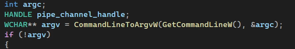 Screenshot of code depicting parsing command line arguments to extract the thread ID