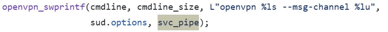 Screenshot of code depicting the thread ID being passed as a command line argument