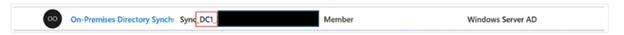A screenshot of the cloud account name in Microsoft Entra Connect Sync