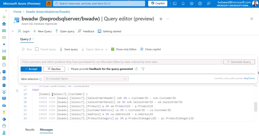Screenshot of dashboard authoring SQL queries using Natural Language