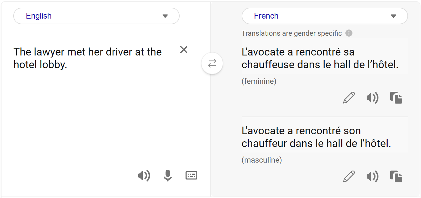 Translation of gender ambiguous English Text into French