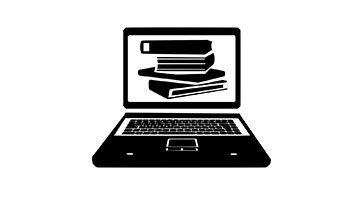 Nešiojamasis kompiuteris su knygomis
