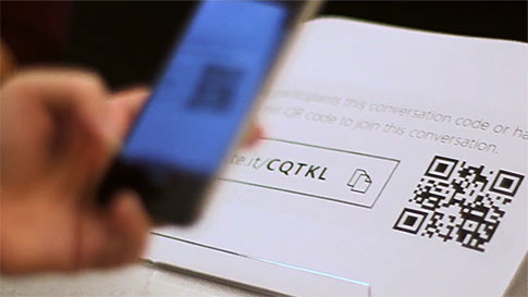 a phone scanning a QR code