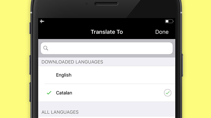 Offline sprogpakker er tilgængelige, selv når du er offline