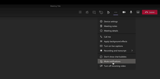 Silencia las notificaciones en una reunión de Microsoft Teams.