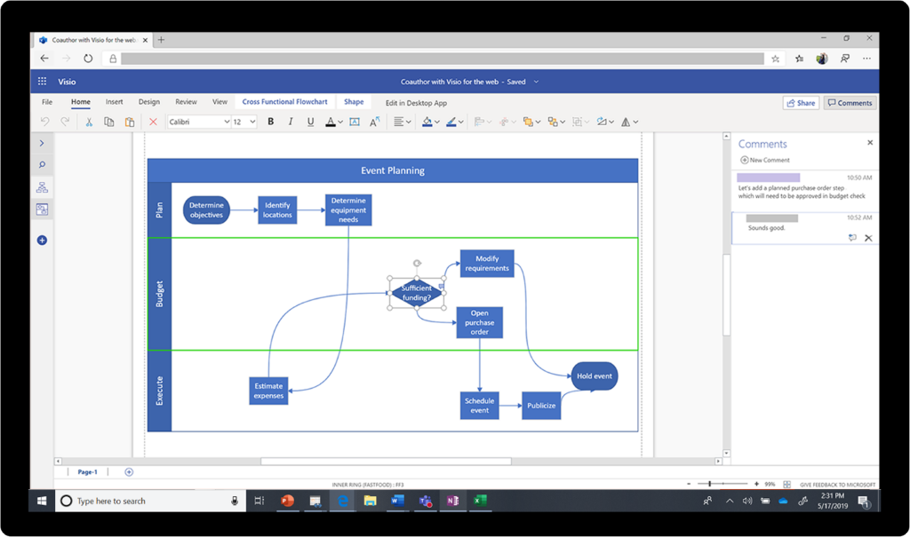 Pantalla de inicio de Visio en la Web.