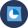 Icon with white, light blue and blue circles and squares