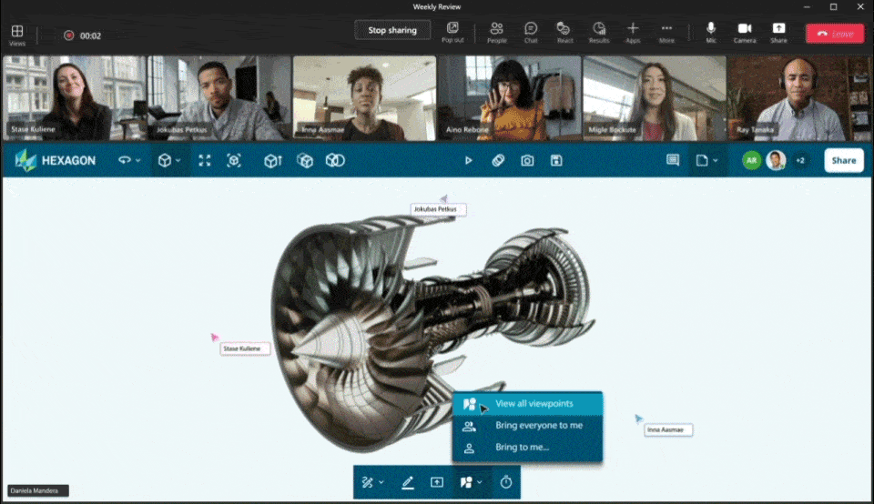 Live Share-együttműködés bemutatója a Microsoft Teamsben. 