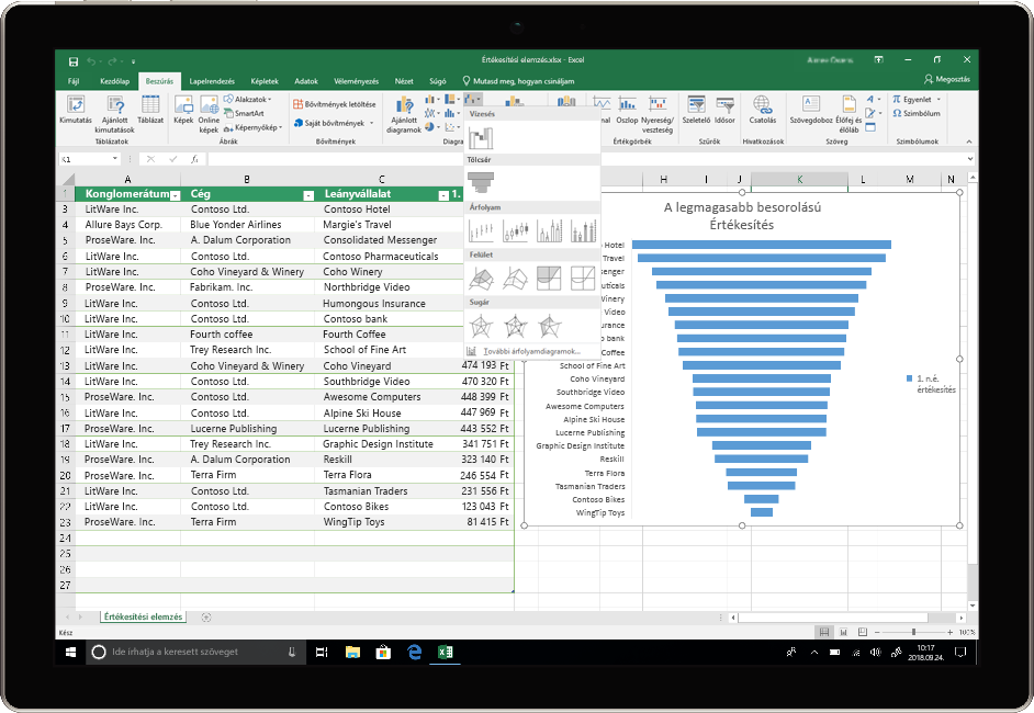 Az Office 2019 Excel appját futtató eszköz