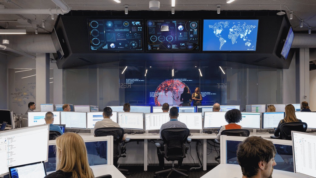 Photo of the Microsoft Cyber Defense Operations Center.