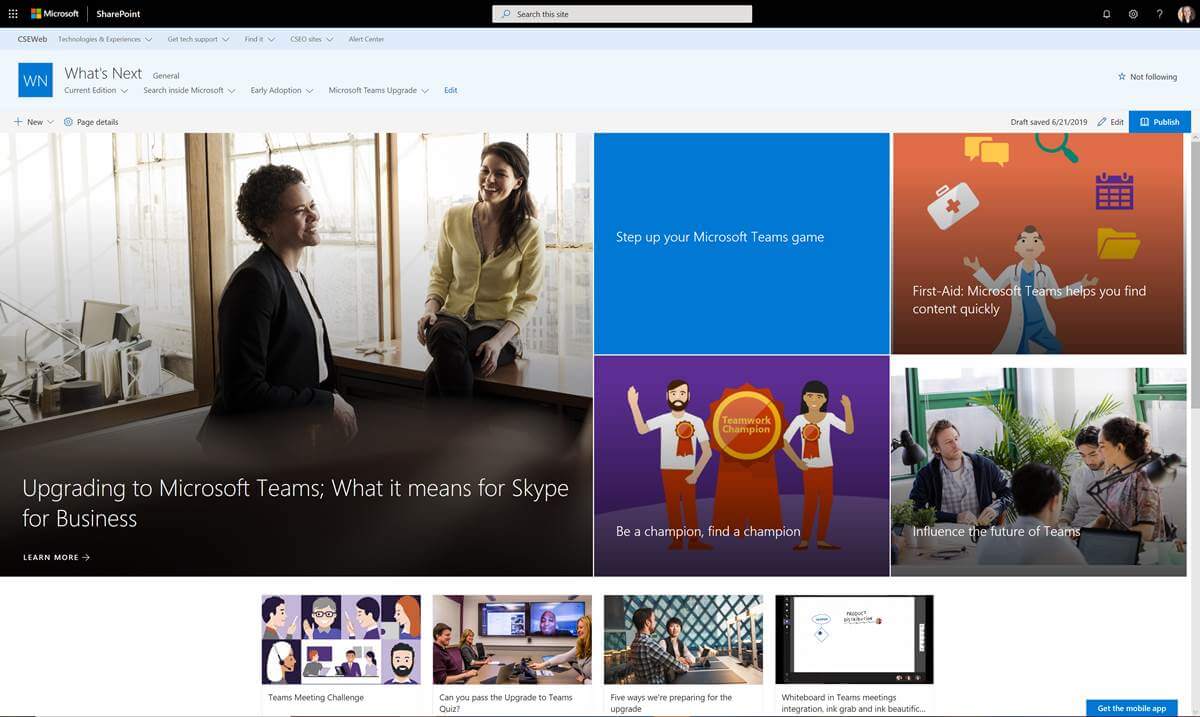A screen shot of the Microsoft What's Next blog.