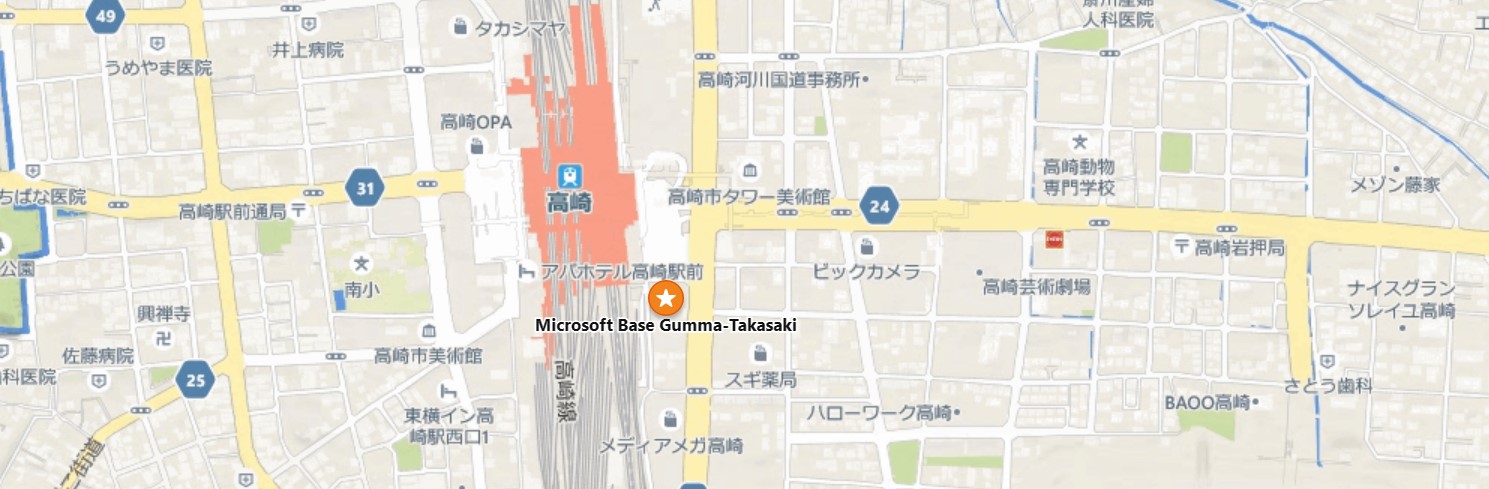Microsoft Base 群馬高崎 のアクセスマップ