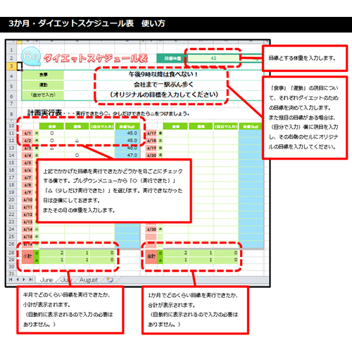 ダイエット記録表 体重推移 無料テンプレート公開中 楽しもう Office