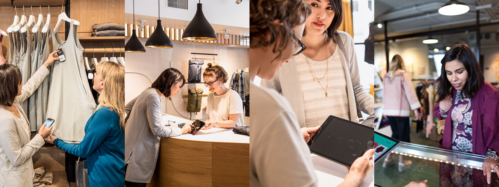 Collage image showing various retail shopping experiences