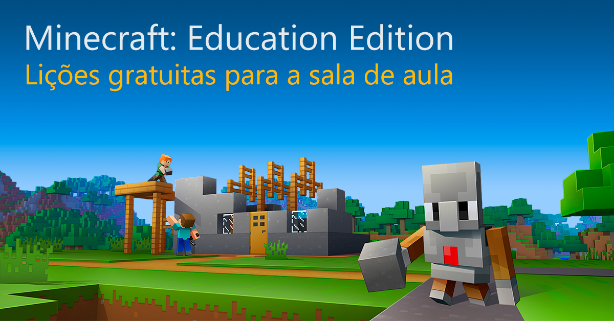 Uma ilustração de um dos mundos do Minecraft: Education Edition
